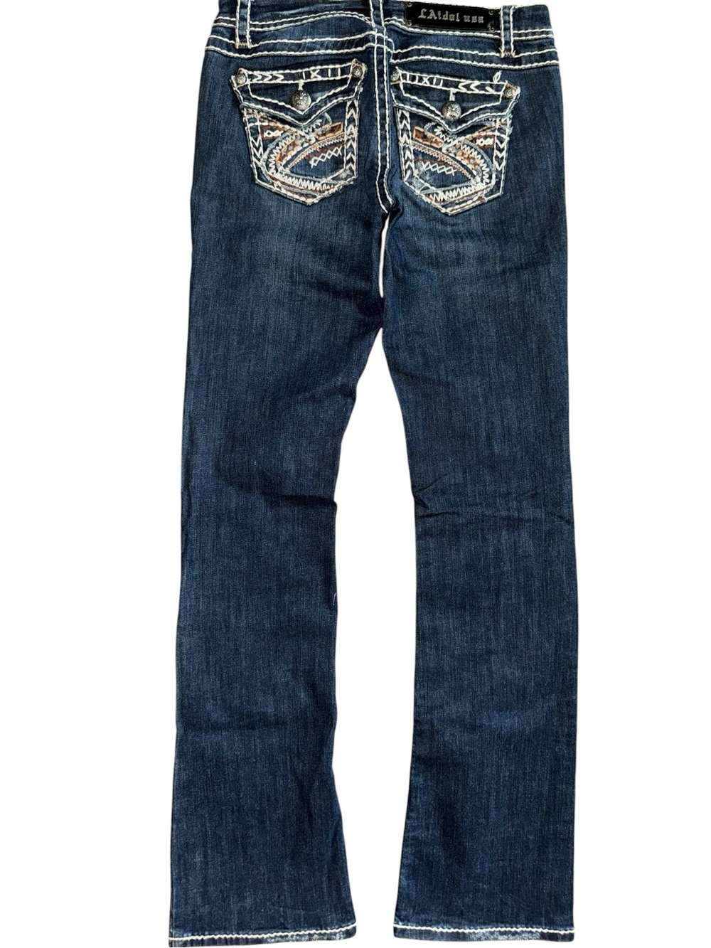 A. Idol Bootcut Jeans Jr Women’s Size 5 Medium Wash Embellished Pocket Denim